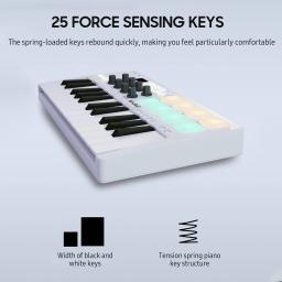 Hot M-VAVE 25 Teclas MIDI Controle Teclado Portátil Mini USB Controlador MIDI 25 Teclas Sensíveis Velocidade 8-Knob Teclado instrumento - Image 3