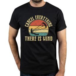 Camiseta de tecido gráfico masculina, Kiteboarding Kite, Flysurfing, Kitesurf, O-Neck Tops, Tudo o que há Moda Vento, Cancele Tudo - Image 1
