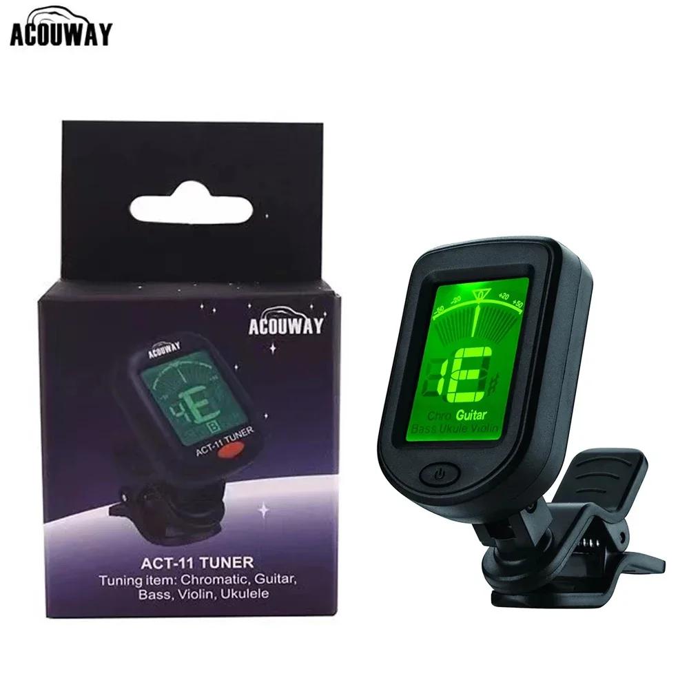 Acouway-afinador eletrônico para guitarra, cavaquinho, violino, baixo, clip-on, afinador cromático, rotação de 360 graus, modelo 5 - Image 1