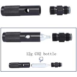Paintball 12g co2 rápida mudança-12 gramas de cartuchos de dióxido de carbono cilindro adaptador inferior válvula preta cartucho adaptador bicicleta - Image 1