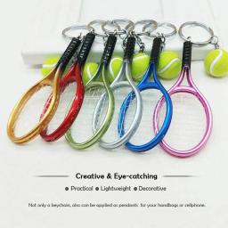 1 peça mini bola de tênis e raquete modelo chaveiro metal novidade bolsa amante do esporte - Image 4