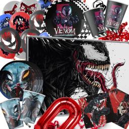 Venom Tema Descartável Conjuntos de Louça para Crianças, Decoração de Festa, Balões, Aniversário, Menino e Menina - Image 1