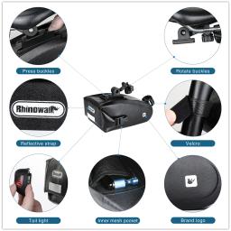 Rhinowalk-Saco De Sela De Bicicleta, 100% Impermeável, Reflexivo Saco Do Assento Traseiro para MTB Road Bike, Acessórios Quadro, 1.2L - Image 4