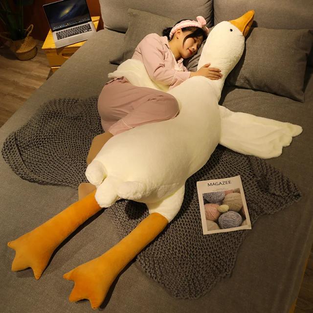 Almofada de Pelúcia em Forma de Ganso Branco para Crianças - Presente Ideal para Aniversários e Decoração de Sofá