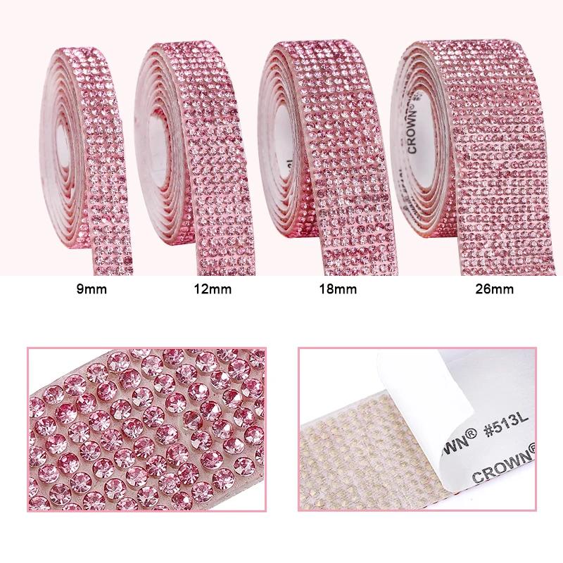 QIAO Strass Ribbon Glitter Cristal Auto-adesivas Fitas DIY Vestidos De Casamento Roupas Decorações Strass Trimming Artesanato - Image 1