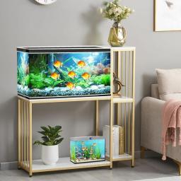 Suporte de madeira metálica para tanque de peixes, terrários répteis, tanque dourado para aquário de até 29 galões - Image 1