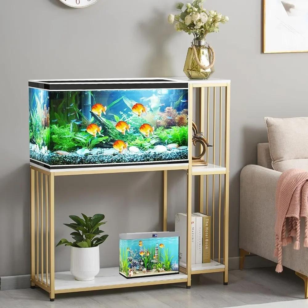 Suporte de madeira metálica para tanque de peixes, terrários répteis, tanque dourado para aquário de até 29 galões - Image 1