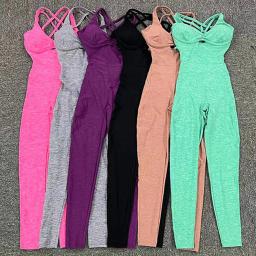 Conjunto de Yoga com Almofada de Nylon para Mulher, Macacão One Piece, Exercício de Ginásio, Sutiã Esportivo, Calções Fitness, Sportwear, Fato Ativo, Novo - Image 3