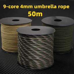 Paracord militar para sobrevivência ao ar livre, cabo de paraquedas tático, acessórios para camping, corda de tecelagem DIY, equipamento de sobrevivência, 9 Strand, 4mm, 50 m, 550 - Image 1