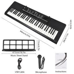 Biun-Teclado Eletrônico Portátil, 61 Teclas, Modo de Teclado Duplo, Piano Musical para Iniciantes, 70 Canções de Ensino, 200 Tons - Image 6