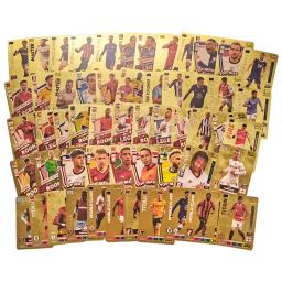 Edição limitada Gold World Football Stars Cartões, Material plástico, Brinquedos do jogador de futebol, Pacote de presentes para fãs infantis, 27 Pcs, 55 Pcs - Image 6