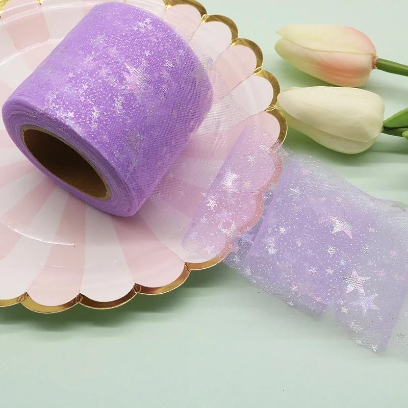 25 jardas colorido estrela tule fita impresso malha diy artesanal hairpin arco cocar cozimento festa de casamento decoração acessórios - Image 1