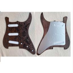 Handmade Carved Pattern Rosewood Guitarra Elétrica Pickguard, Scratch Plate & Parafusos, 11 Furos, SSH, SSS, Peças S T - Image 3