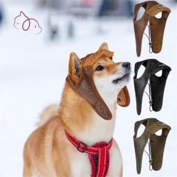 Chapéu aviador de lã quente para cães pequenos e grandes, capacete piloto à prova de vento PU, acessórios para animais, cachorro, inverno - Image 1