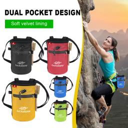 Premium Gym Chalk Bag, Escalada Chalk Bag com 2 grandes bolsos de armazenamento com zíper, escova de giz para escalada, grande presente - Image 2