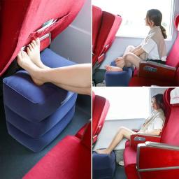 Ajustável Viagem Pé Resto Travesseiro, banquinho inflável, Footstool carro trem de longa distância, 3 camadas de sono Sit - Image 1