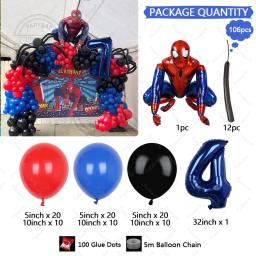 Spider-Man Themd Balloon Garland Arch Kit para Crianças, Balões de Látex, Vermelho, Azul, Decoração para Festa de Aniversário, Super-herói, 1-9, 106Pcs - Image 3