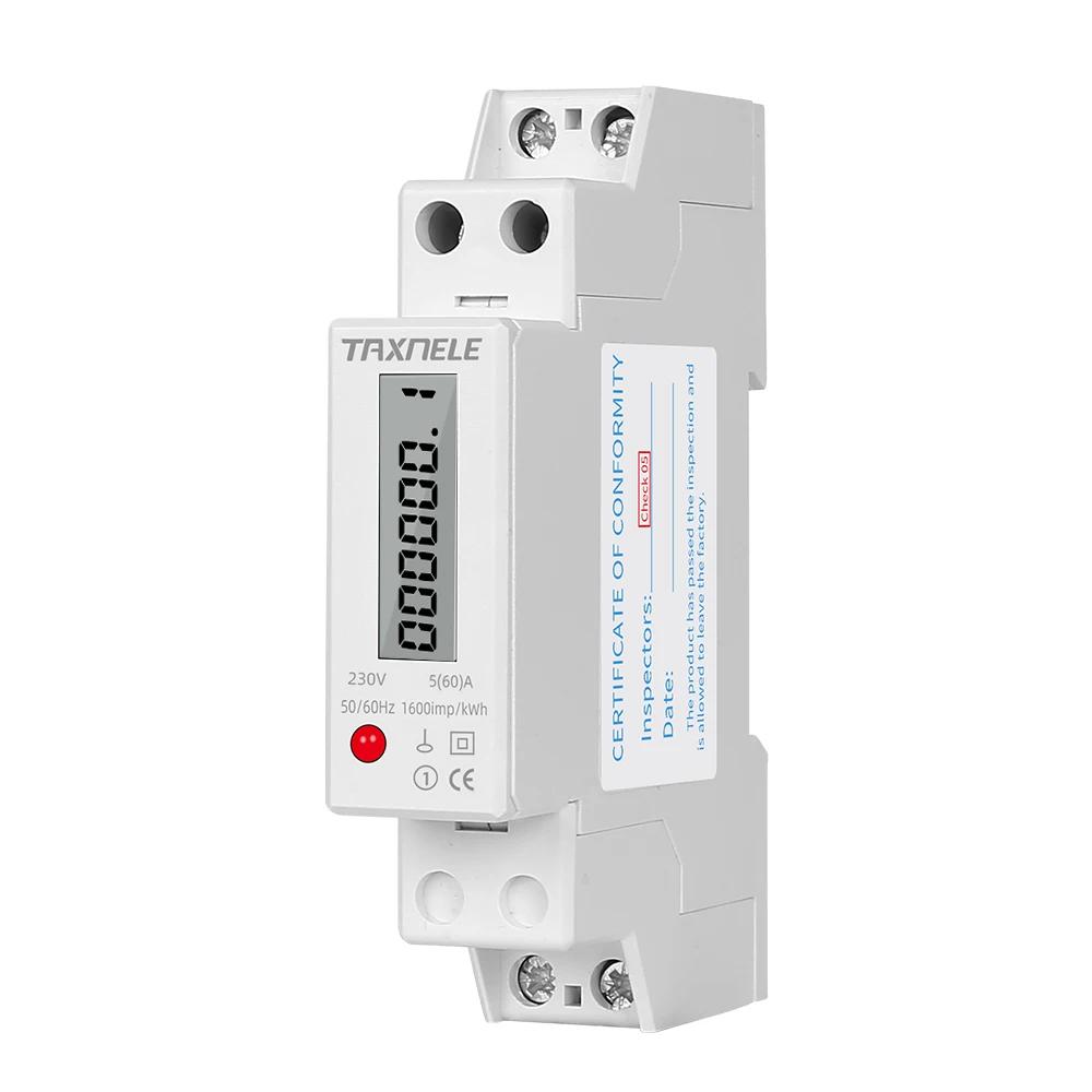18mm monofásico 1p 2 fios wattímetro digital consumo de energia medidor de energia analógico kwh ac 230v 50hz lcd elétrico montagem em trilho din - Image 1