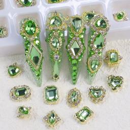 Elegante 3D Alloy Nail Art encantos com strass cristal, perfeito para Nail Salon, disponível em dourado, rosa, verde e azul - Image 3