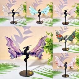 Ala de dragão cristal aleatório com suporte, decoração, pedras preciosas jóias, glitter, cristal de cura presente de aniversário para mulheres 1pc - Image 1