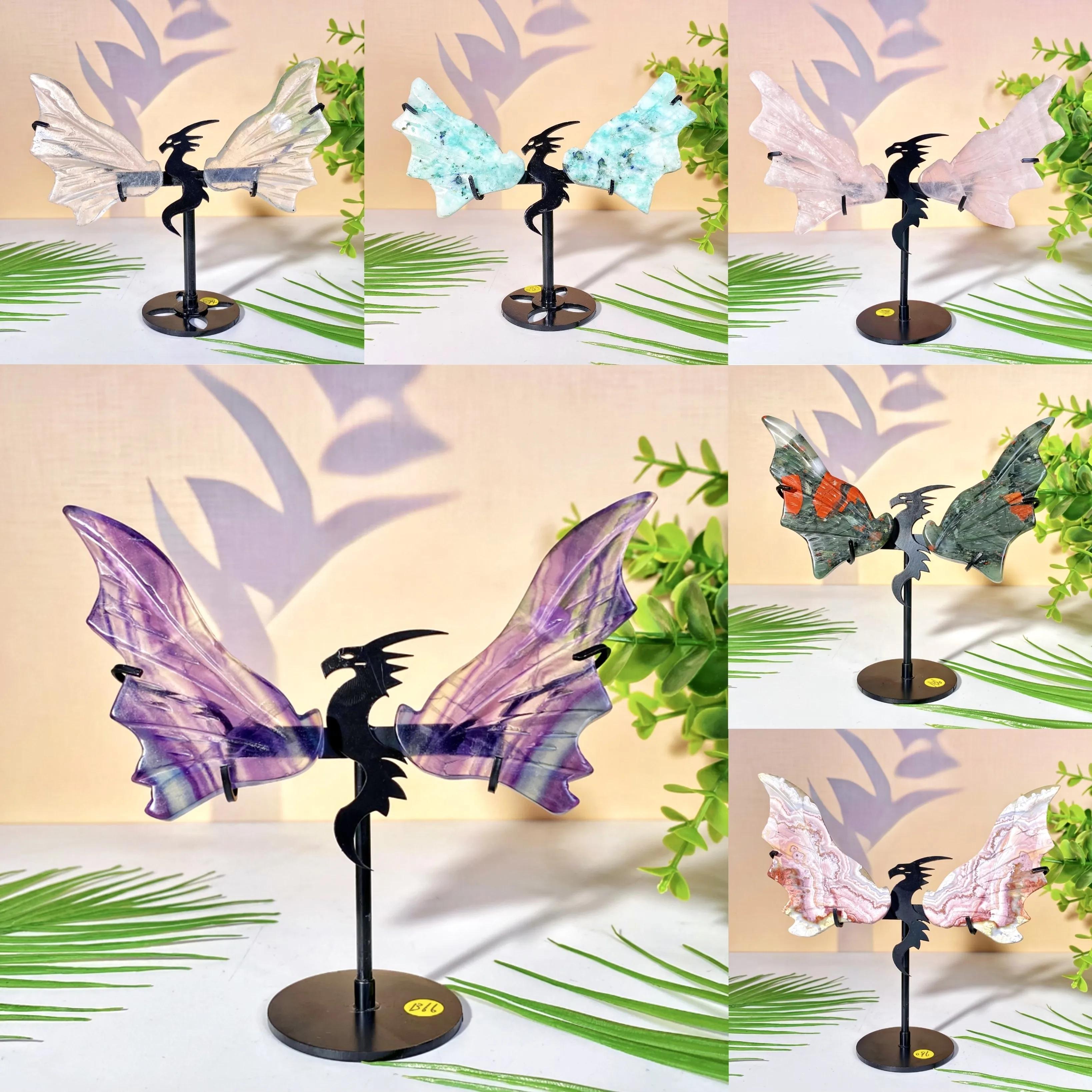 Ala de dragão cristal aleatório com suporte, decoração, pedras preciosas jóias, glitter, cristal de cura presente de aniversário para mulheres 1pc - Image 1