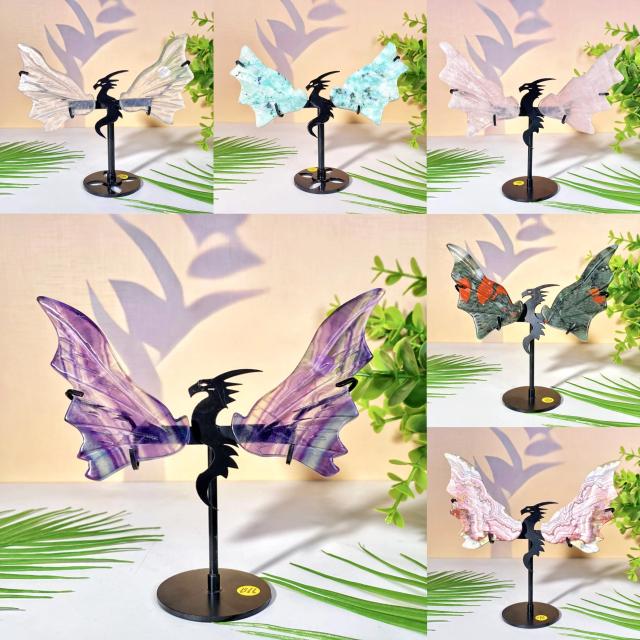 Ala de Dragão Cristal com Suporte e Pedras Preciosas: Decoração Brilhante e Presente Ideal para Mulheres
