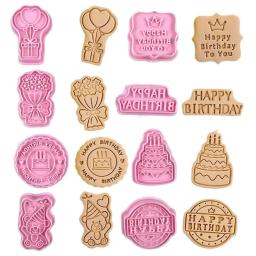 Conjunto De Cortador De Biscoitos Para Festa De Aniversário, Carimbo De Biscoito, Molde De Biscoito, Cozimento De Confeitaria, Ferramentas De Pastelaria, Feliz Aniversário, 8Pcs - Image 1
