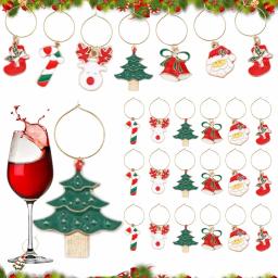 Copos de vinho de Natal charme para festa, copo de ano novo, anel decoração, encantos casa, 6pcs por conjunto, 2024 - Image 3