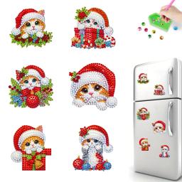 Natal Diamante Pintura Geladeira Ímãs, Frigorífico Art Kits, DIY Art Crafts, 6pcs - Image 1
