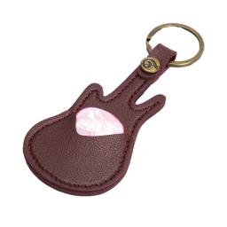 Suporte de palheta de guitarra, estojo de palheta de couro, chaveiro, formato de guitarra, acessórios de instrumento de cordas, excluindo palheta - Image 1