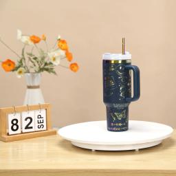 Garrafa de água isolada de aço inoxidável, Copo térmico do carro do café com palha, Caneca do vácuo para a excursão exterior dos esportes, 40oz - Image 2