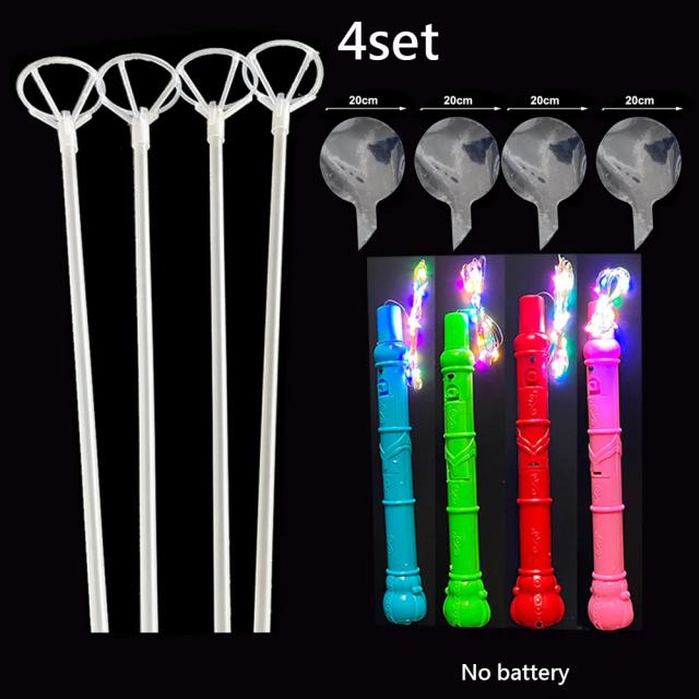 Bobo Balão LED Iluminado com Suporte Grande para Copo - Conjunto com 4 para Casamentos e Festas de Aniversário - 20 Polegadas