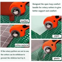 Couro Artesanato Conjunto de ferramentas de corte com alça ergonômica, cortador rotativo, tecido DIY Patchwork, costura Quilting Crafting, 45mm - Image 2