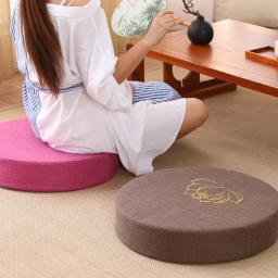 Almofada de meditação para ioga, redonda, espessada, bordada, lótus, com encosto e travesseiro, 40*6cm, tatami é removível e lavável - Image 2