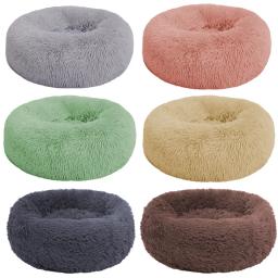Pelúcia redonda canil térmico para Pet, cama de pequeno e médio porte do cão, gato suprimentos, inverno - Image 6