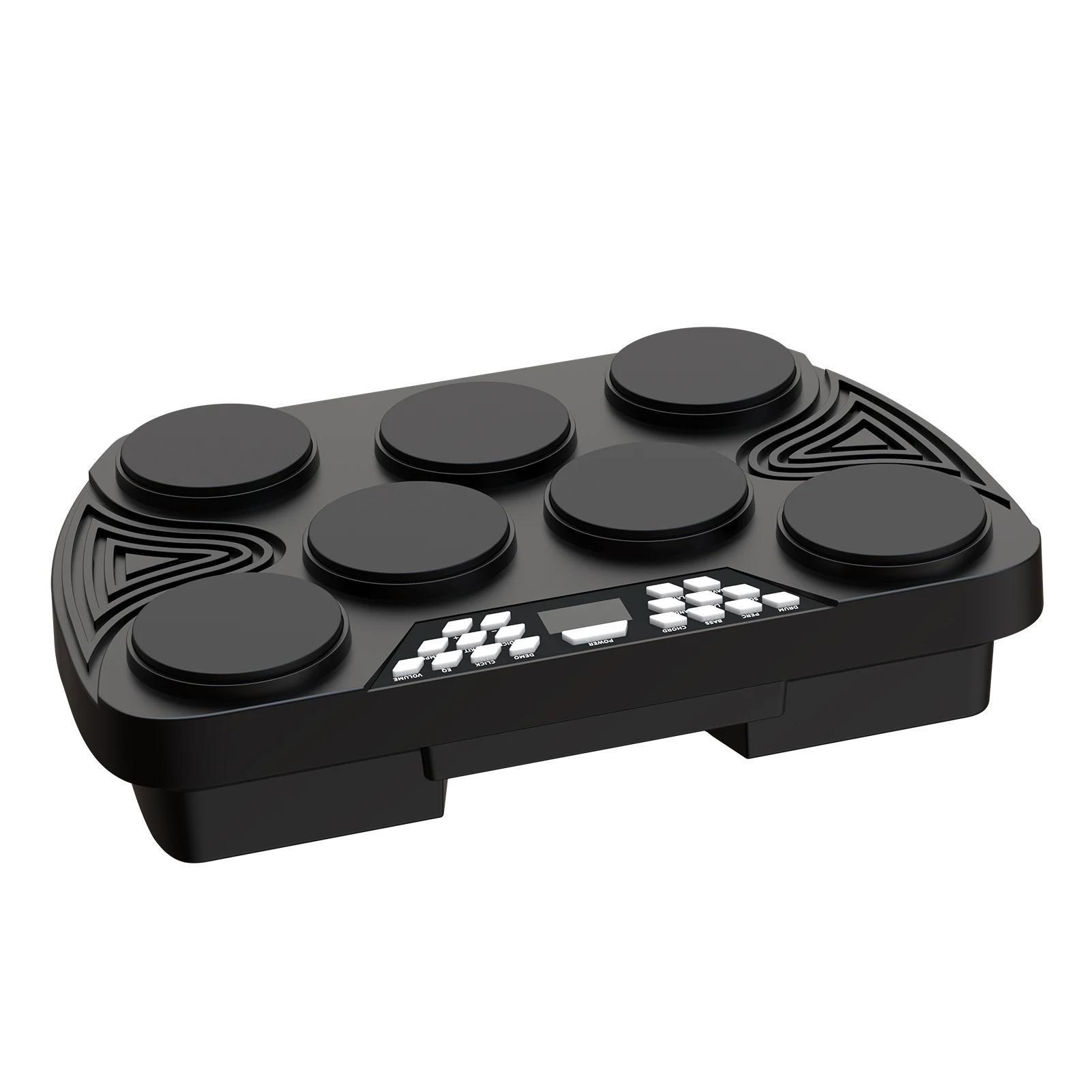 Conjunto de bateria eletrônica portátil, multifuncional, sensível à velocidade 7 almofadas, 2 alto-falantes embutidos, recarregável, prática de bateria - Image 1