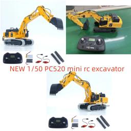 1/50 mini escavadeira rc pc520 levantamento elétrico rádio controle escavadeira engenharia veículo metal faixas luzes brinquedos de som para meninos - Image 1
