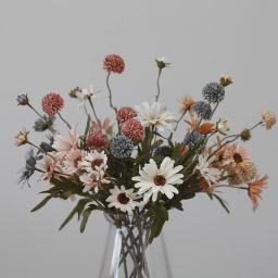 Artificial Dandelion Flores para Home Decor, pompom, Thorn Ball Bouquet, arranjo floral, adereços ornamento, festa de casamento, 5 cabeças, C6117 - Image 4