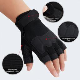 Luvas Táticas Respiráveis Sem Dedos, Knuckle Protetora, Ao Ar Livre, Acampamento, Tiro, Caça, Motociclismo, Escalada - Image 5