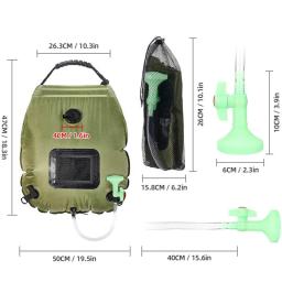 Saco de banho solar dobrável Saco de armazenamento de água para acampamento ao ar livre Caminhadas, Mangueira de hidratação, Chuveiro de alta capacidade de 20L - Image 4