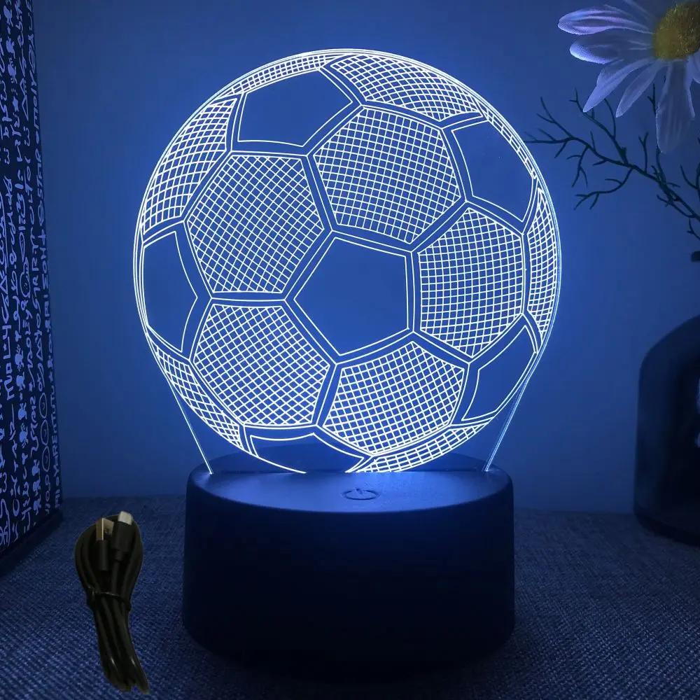 3D Bola De Futebol LED Night Light para Crianças, Toque Nightlight, Candeeiro De Mesa, Futebol Ilusão, Luminoso, Decoração Do Quarto, Presentes - Image 1