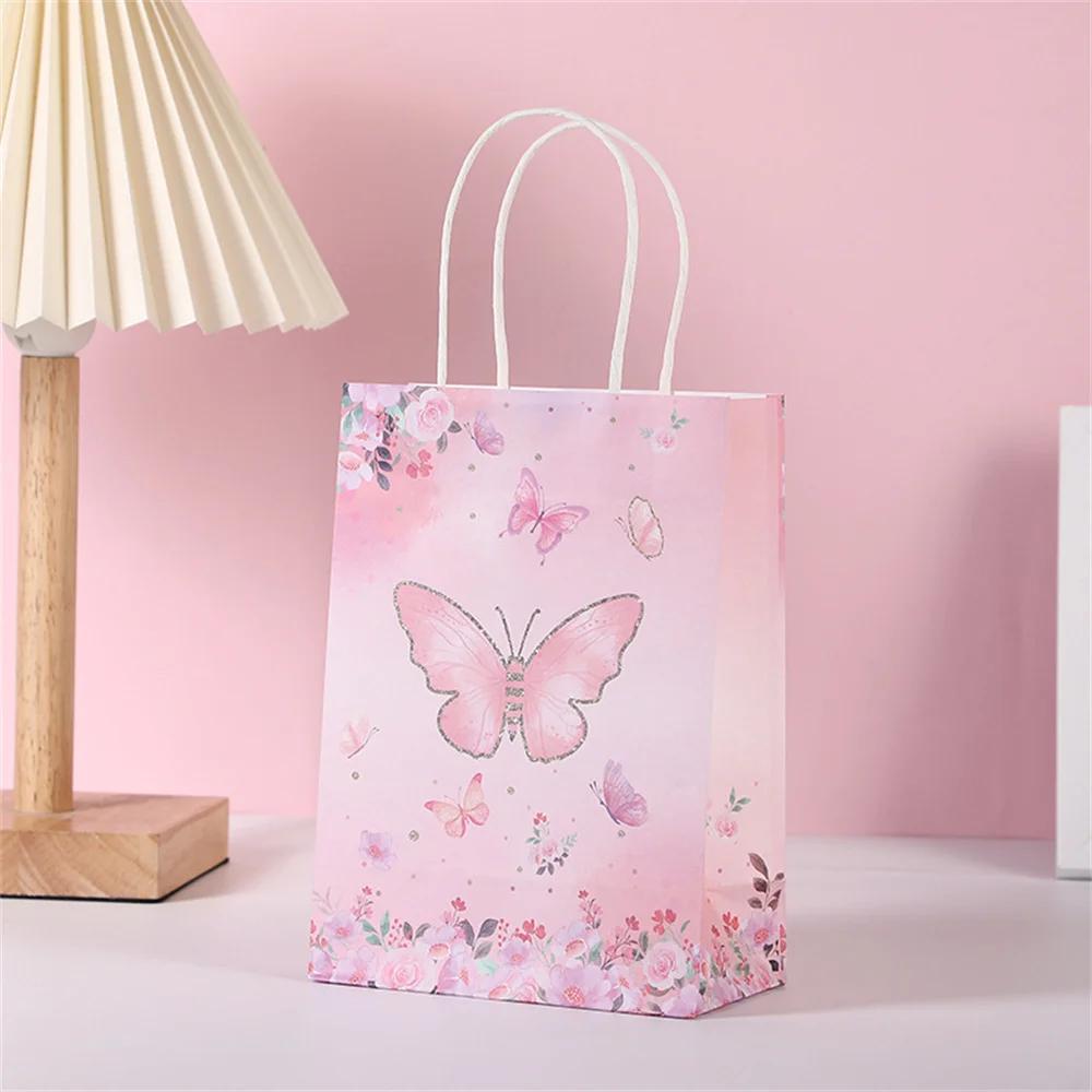 Sacos De Papel De Presente com Coroa De Borboleta e Impressão Do Castelo, sacolas para Casamento, Festa De Aniversário, Doces e Cookies Embalagens Decorações, 4PCs - Image 1