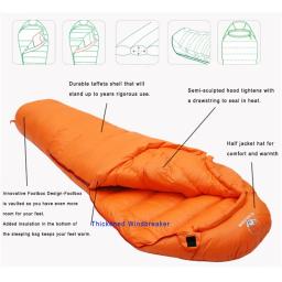Engrossado para o inverno, clima muito frio, múmia adulta, 95% penas de ganso branco, saco de dormir térmico, acampamento, caminhadas, colcha - Image 4