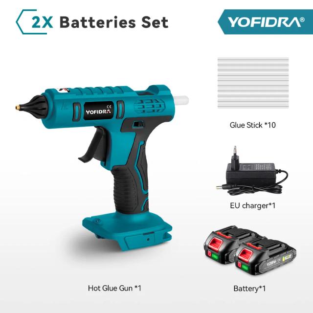 Pistola de Cola Elétrica Sem Fio 100W para Artes e Reparos DIY com Bateria Makita 18V e Bastão de 11mm