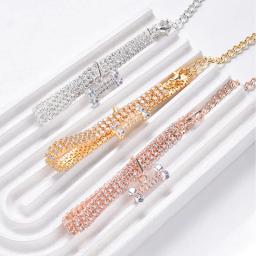 Colar ajustável para animais de estimação, coleira para cães e gatos com pingente de osso de zircônia e diamante, joias de luxo, metal, cobre, coleira para cachorro, suprimentos para cães - Image 5