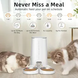 ROJECO-Alimentador Automático Pet, Dispensador Inteligente Kibble Food, Controle Remoto, Auto Wi-Fi, Alimentador Duplo para Cães e Gatos, Acessórios Pet - Image 2