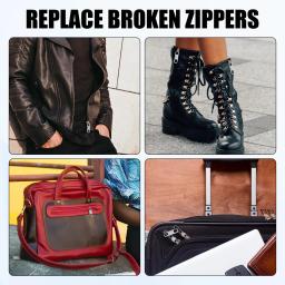 Kit de reparo com zíper destacável, kit de reparo com aba de zíper, abertura dupla, controle deslizante de substituição de zíper de metal para malas, bolsas e roupas - Image 4