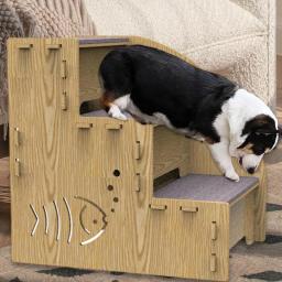 Escada de madeira para sofá, 3-Step, escada para gatos de cama, cão equilibrado, rampa interna, antiderrapante, adequada para cães pequenos - Image 4
