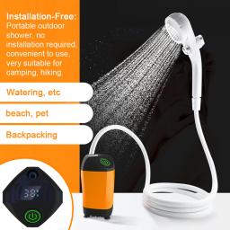 Chuveiro de acampamento ao ar livre portátil bomba chuveiro elétrico à prova dwaterproof água com display digital para acampamento caminhadas viagem pet rega - Image 4
