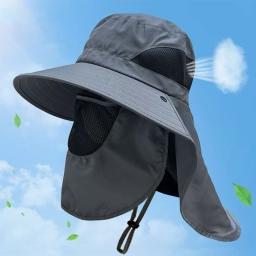 Chapéus de sol de verão proteção uv ao ar livre caça boné de pesca para homens mulheres caminhadas acampamento viseira balde chapéu pescoço aba chapéu de pescador - Image 1